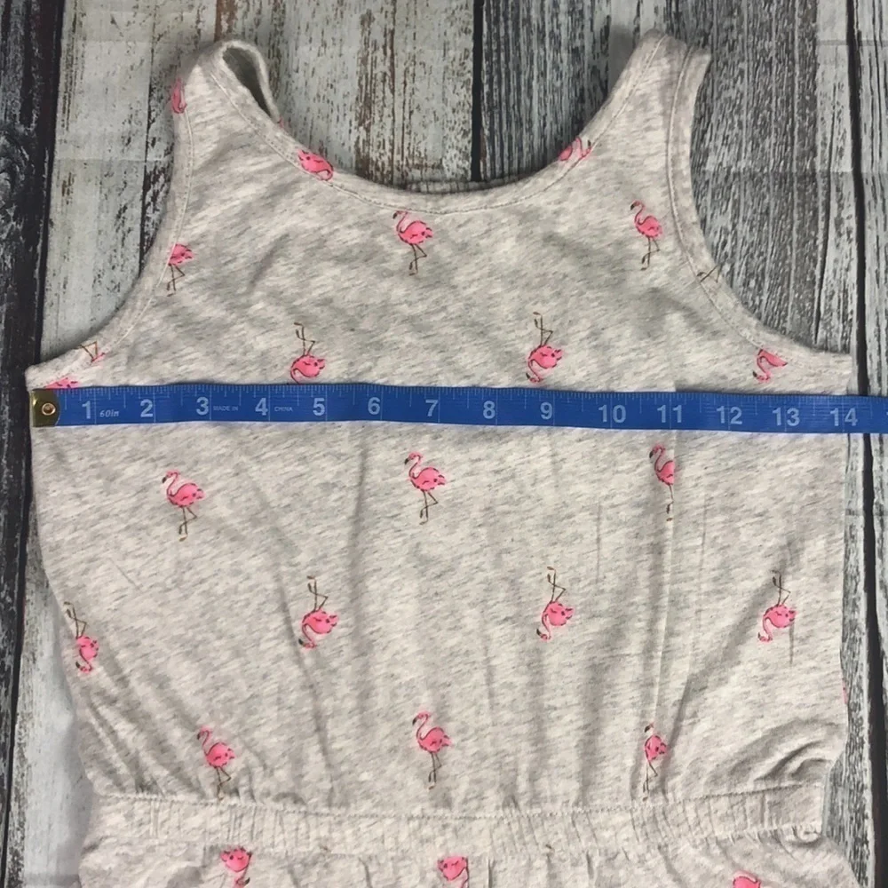 OLD NAVY Gray Romper Short w/ Coral Flamingos Sz L